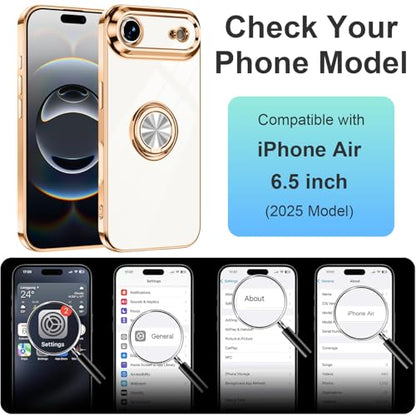 Dinick White for iPhone Air Case with Ring Holder Kickstand - color: White, size: 6.5'' iPhone Air