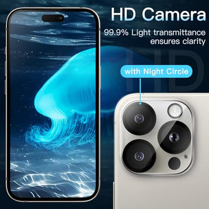 JETech Camera Lens Protector for iPhone 16 Pro/16 Pro Max, 3-Pack | 9H Tempered Glass, HD Clear, Anti-Scratch Protection, Night Shot Compatible, Case-Friendly - size: iPhone 16 Pro / 16 Pro Max