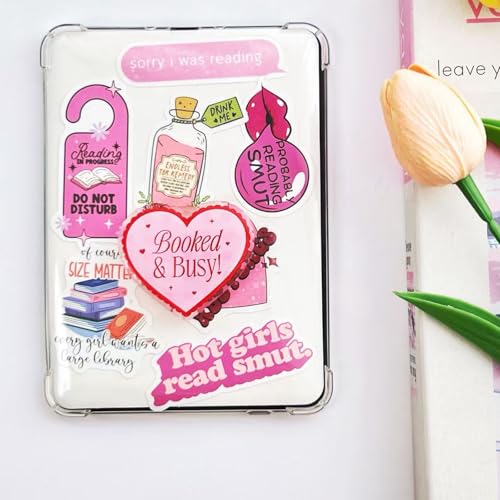 Cute Pink Heart Expandable Collapsible Grip, for with Kindle E-Readers, iPhones and Smartphones,Rotating Folding Elastic Base, A Gift for Book Lover - color: Booked&Busy