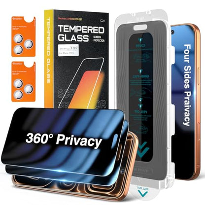 Elecshion 4 Way 360° Anti Spy for iPhone 17 Pro Privacy Screen Protector - size: iPhone 17 Pro
