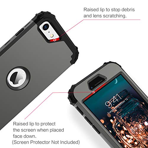 BENTOBEN for iPhone SE 2022 Case and Phone Case iPhone SE 2020, Heavy Duty 3 in 1 Full Body Rugged Shockproof Hybrid Hard PC Soft Rubber Bumper Drop Protective Girl Women Boy Men iPhone Cover,Gunmetal - color: Black/Gunmetal