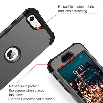 BENTOBEN for iPhone SE 2022 Case and Phone Case iPhone SE 2020, Heavy Duty 3 in 1 Full Body Rugged Shockproof Hybrid Hard PC Soft Rubber Bumper Drop Protective Girl Women Boy Men iPhone Cover,Gunmetal - color: Black/Gunmetal
