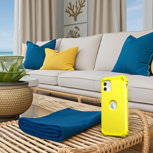 IDweel for iPhone 11 Case with Screen Protector(Tempered Glass), Hybrid 3 in 1 Shockproof Slim Fit Heavy Duty Protection Hard PC Cover Soft Silicone Bumper Full Body Case,Yellow - color: Yellow