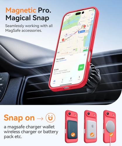 CANSHN Magnetic Compatible with iPhone Air Case(6.5 Inch), Upgraded [Full Camera Protection] [Compatible with Magsafe] [Translucent Matte] Shockproof Phone Cover for iPhone 17 Air Case,Red - color: Red, size: iPhone Air (6.9 Inch,1 Lens)