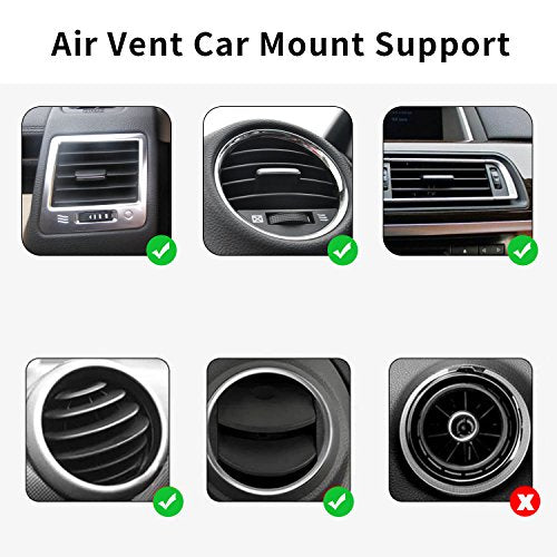 Universal Air Vent Car Mount and Dashboard Sticker Holder 360° Rotation Clip Car Mount Phone Holder with Adjustable Switch Lock for Smartphones GPS Navigation (2 Pack, Black)