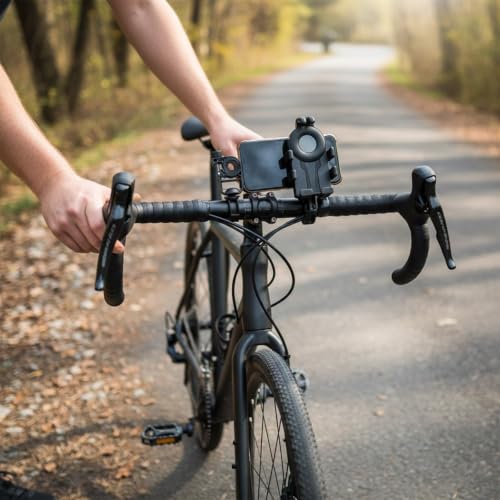 FABULETTA Shockproof Bike Phone Mount with Air Cushion Vibration Dampener, Eight Claw Anti Shake Grip, 360 Degree Rotating Phone Stand for Motorcycle Handlebar(Black) - color: Black