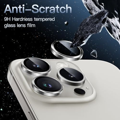 JETech Camera Lens Protector for iPhone 15 Pro/15 Pro Max, White, 1 Set - color: White