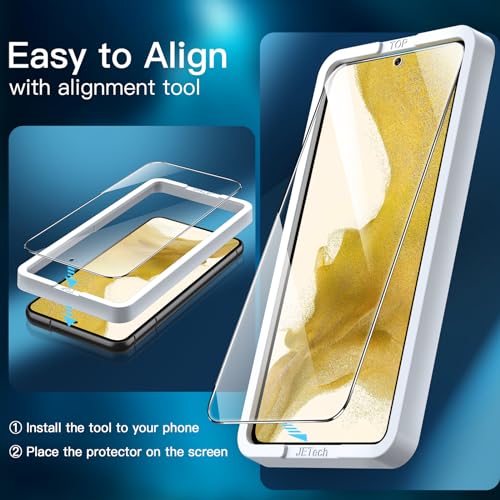 JETech Screen Protector for Samsung Galaxy S22, 3-Pack | 9H Tempered Glass, HD Clear, Anti-Scratch Protection, Easy Installation Tool - size: Galaxy S22