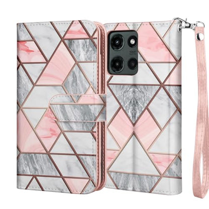 Njjex Wallet Case for Motorola Moto G 5G 2025, for Moto G 5G 2025 Case, [9 Card Slots] PU Leather ID Credit Card Holder Folio Flip [Detachable] Kickstand Magnetic Phone Cover & Lanyard [Marble Pink] - color: Marble Pink