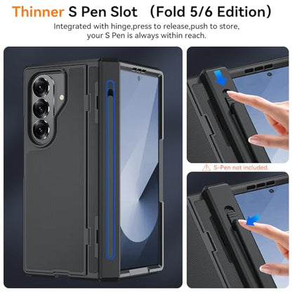 Magnetic for Samsung Galaxy Z Fold 7 Case, [Compatible with MagSafe][Thinner S Pen Holder] [Invisible Kicktand] [Hinge Protection] [Screen Protector],Shockproof Full Body Heavy Duty Phone Cover(Black) - color: Black