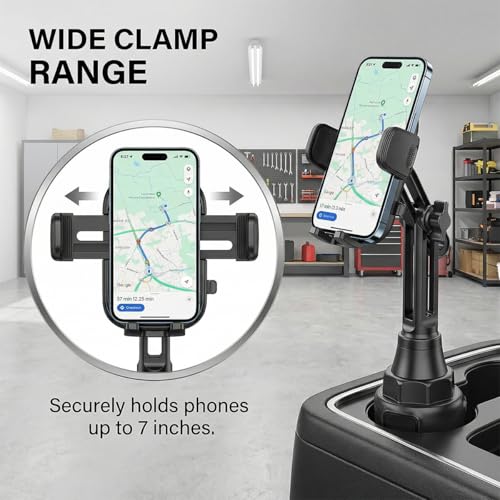 Car Cup Phone Holder 360° Rotation Mount with Expandable Base