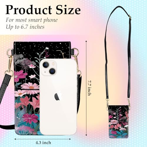 Small Crossbody Bags for Women Touchscreen Cell Phone Bag Cross Body Purses with adjustable Strap,Gifts For Teenage Girls - color: Wild Floral Plants