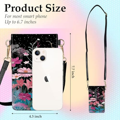 Small Crossbody Bags for Women Touchscreen Cell Phone Bag Cross Body Purses with adjustable Strap,Gifts For Teenage Girls - color: Wild Floral Plants