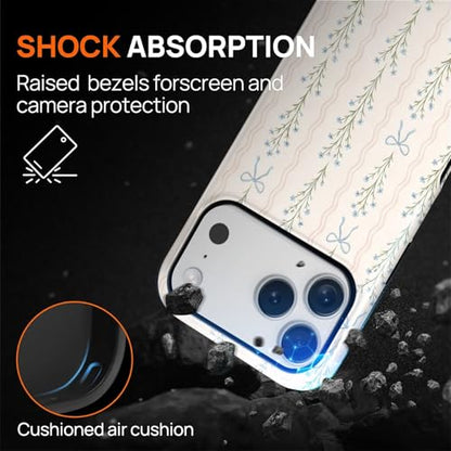 Magnetic for iPhone 17 Pro Case,[Compatible with Magsafe] Dual Layer Protective Heavy Duty Shockproof Rugged Drop Protection Bumper Hybrid Case - Blue Bow Stripes - color: Blue Bow Stripes, size: iPhone 17 Pro