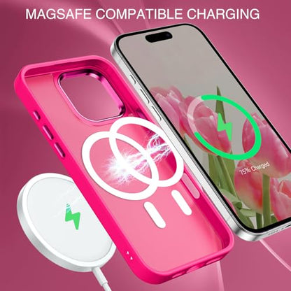 BENTOBEN Magnetic for iPhone 16 Pro Max Case,(Compatible with MagSafe) (Military Grade Drop Protection) Slim Translucent Matte Shockproof with Anti-Fingerprint Phone Case 6.9",Hot Pink - color: Hot Pink