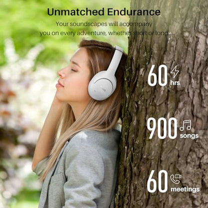 TOZO Hybrid Active Noise Cancelling Headphones, Hi Res Audio - color: White