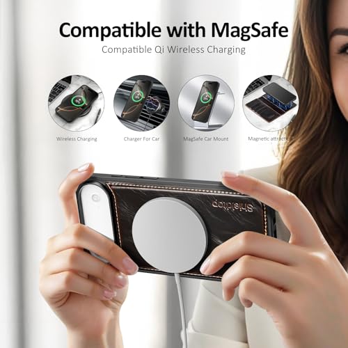 Shieldtop Compatible with MagSafe iPhone 17 Air Wallet Case,(Coffee) | 2 in 1 Detachable Magnetic,Credit Card Holder Slots,RFID Blocking,PU Leather,Kickstand,Flip Folio Phone Cover for Men & Women - color: Coffee-U1, size: iPhone 17 Air - 6.6"
