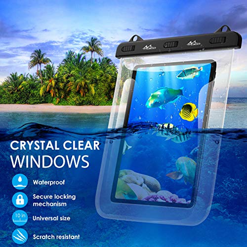 MoKo Waterproof Tablet Case, Tablet Pouch Dry Bag, Up to 12 in, Black | Compatible with iPad 10th, iPad 9/9.7/10.2, iPad mini 6/5/4/3, iPad Air 5/4, Air 3 10.5, iPad Pro 11 2022, Galaxy Tab S6/S7 - color: Clear with hand strap