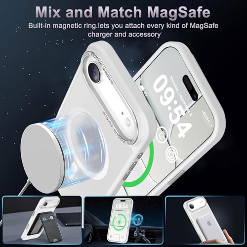 Newfuture Magnetic for iPhone Air Case Matte Shockproof, Frosted White | Military Drop Protection, Slim Matte Anti-Fingerprint, Compatible with Magsafe, Camera Guard, Translucent Protective Cover - color: Frosted White, size: iPhone Air 6.5 inch