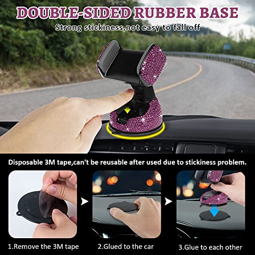 eing Car Phone Mount Cell Phone Holder with One More Air Vent Base,Bling Crystal Universal Phone Mount Holder Cradle for Dashboard,Windshield and Air Vent,Purple - color: G-Purple