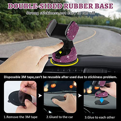 eing Car Phone Mount Cell Phone Holder with One More Air Vent Base,Bling Crystal Universal Phone Mount Holder Cradle for Dashboard,Windshield and Air Vent,Purple - color: G-Purple