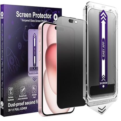 2-Pack Matte Privacy Screen Protector for iPhone 14 Pro / 15/16,Anti-Glare & 25°Anti-Spy,Anti-Reflection,Anti-Fingerprint,Auto Dust Removal,Easy Installation - size: iPhone 14 Pro/15/16