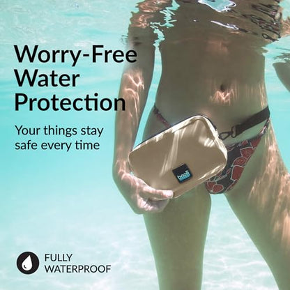 Booe Waterproof Belt Bag - Waterproof Fanny Pack - Warm Sand | 100% Waterproof Bag, IP67 Submersible, Airtight TRU Zip, Floats, Fits All Phones, Touchscreen-Friendly, Crossbody/Waist Pack - color: Warm Sand