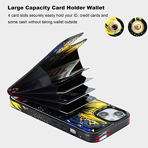 HAOPINSH for iPhone 13/ iPhone 14 Wallet Case with Card Holder, 360°Rotation Ring Kickstand, American Flag Sunflowers Pattern, RFID Blocking Leather for Girls Women, Double Buttons Flip Cover 6.1" - color: American Flag Sunflowers