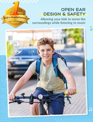 iClever OWS01 Kids Bluetooth Headphones, Air Conduction Open Ear Headphones - color: Blue