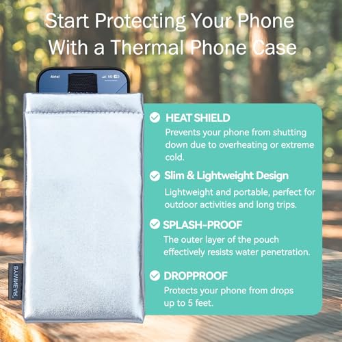 Thermal Phone Case,Prevent OVERHEATING in The Sun, Prevent Lower Temperatures to Extend Battery Life, for iPhone 15Pro/16/16Pro/17/17Pro/Samsung Galaxy and Similar Sized Phones (Silver, Medium) - color: Silver, size: Medium