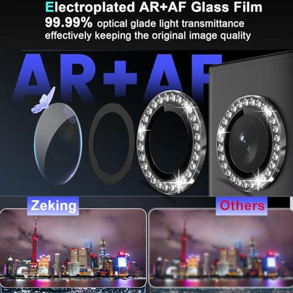 Zeking 2 Set for Moto Razr 60 Ultra/Razr Ultra 2025 Camera Lens Protector - color: Bling Black