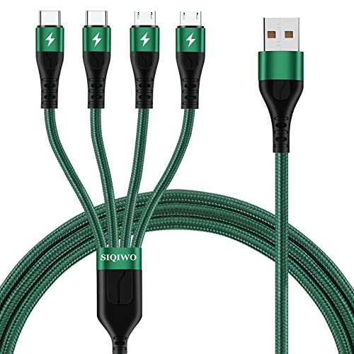 SIQIWO Multi Charger Cable 4 in 1, 2Pack 4FT 3A Fast Charging Cords