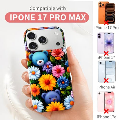 Case Compatible with iPhone 17 Pro Max, 2025 Anti-Yellow Ultra Transparent Soft TPU Phone Case, Shockproof Anti-Slip Slim Lightweight Full Coverage Protective (Flower Bear) - color: Flower bear