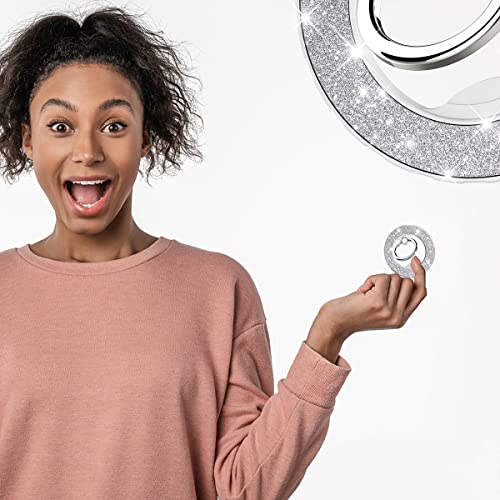 Magnetic Phone Ring Holder for MagSafe, Glitter Magnetic Grip Compatible with iPhone 17 16 15 14 13 12 Pro Max,Pro,Plus,Mini, Pixel 10 Series Mag Safe Accessories,Adjustable Kickstand,Silver - color: Silver