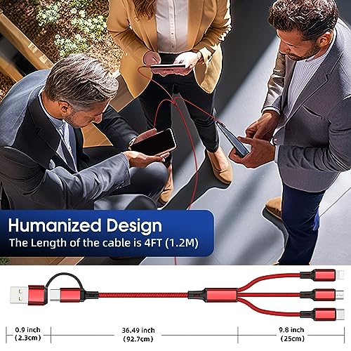 Ankndo 6 in 1 Multi Charging Cable, Multi Charger Cable for All Devices - color: Red