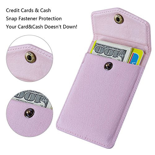 Ultra-Slim Self Adhesive Credit Card Leather Wallet - color: Black +Pink（2 Packs）
