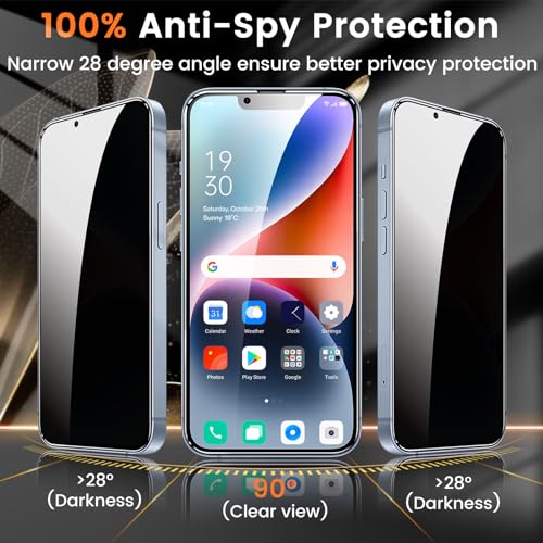 Lesakit 3+3 Pack Privacy Screen Protector for iPhone 14 6.1-Inch with 3 Pack Camera Lens Protector, Anti Spy Tempered Glass Film 9H Hardness Bubble Free Case Friendly - size: iPhone 14