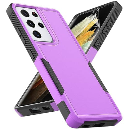 for Samsung Galaxy S24 Ultra Case: Dual Layer Protective Heavy Duty Cell Phone Cover Shockproof Rugged with Screen Protector - Military Protection Bumper Tough - Samsung Galaxy S24 Ultra 2024, Purple - color: Purple (PC) + Black (TPU)