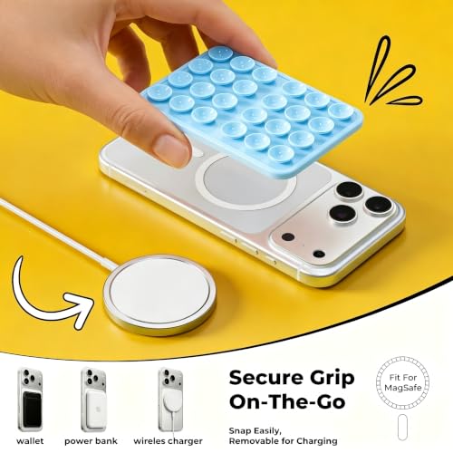 Magnetic Suction Cup Phone Mount for iPhone 12-17 Series, Light Blue - color: Light Blue