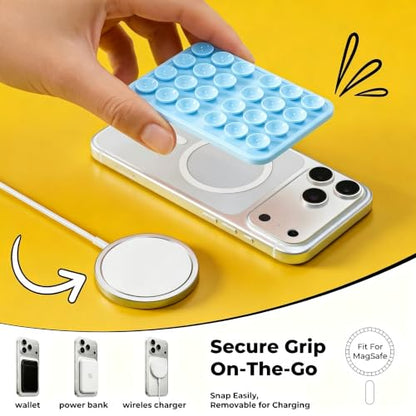 Magnetic Suction Cup Phone Mount for iPhone 12-17 Series, Light Blue - color: Light Blue