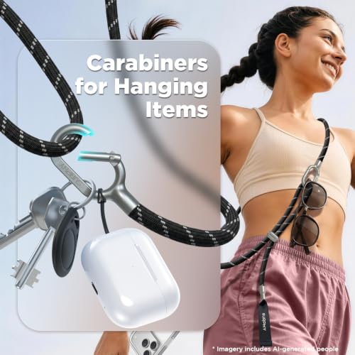 SURPHY Phone Lanyard Crossbody, Phone Strap Crossbody with 2 Tether Tabs - color: Gray & Black