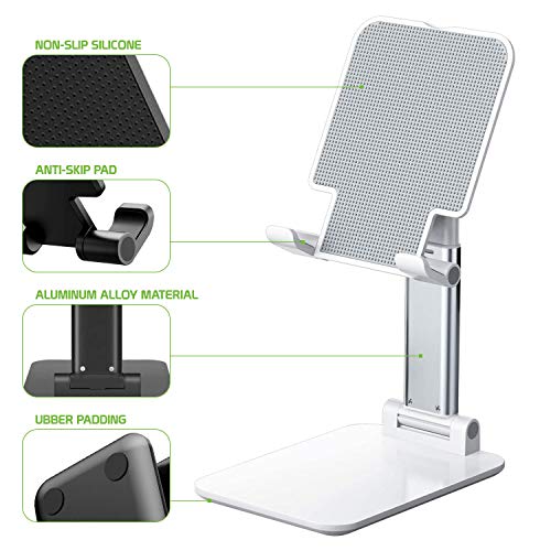 Cellet Adjustable Phone Holder & Tablet Stand, Desktop Table Dock Mount - Foldable Stand Compatible for iPhones, iPad Pro Air Mini Android Smartphones and Tablets (Black) - color: Black
