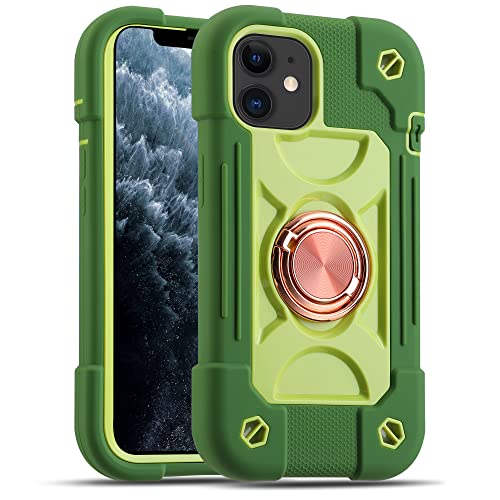 MARKILL Compatible with iPhone 11 Case 6.1 Inch with 360°Rotate Ring Stand, Military Grade Drop Protection Full Body Rugged Heavy Duty Case 3 in 1 Protective Cover Avocado - color: Avocado, size: iPhone 11 6.1"
