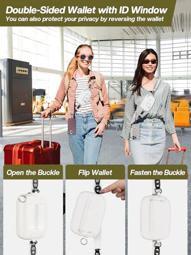 Tiostep Clip and Go Strap for Phone with Wallet Crossbody Phone Lanyard Adjustable and Detachable RFID Wristlet Wallet (Cream, Large) - color: Cream, size: Large