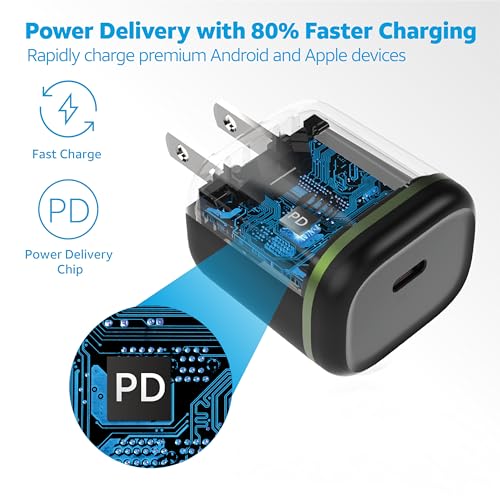 AT&T 30W USB C Wall Charger PD Fast Charging Foldable Travel Adapter Black - color: 30W Black