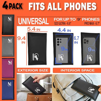 Faraday Bag Anti-Tracking GPS RFID Car Key Signal Blocker Wallet Shielding Pouch Protective Case for Cell Phone Car Key FOB, Data Privacy, Electronic Device Security (4 PACK - FAMILY PACK) - color: 4 PACK - FAMILY PACK