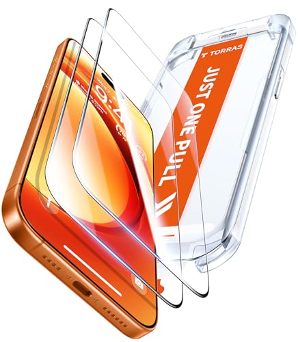 TORRAS Unbreakable for iPhone 17 Pro Screen Protector, 9H+ Military-Grade,12 FT Shatterproof, Aerospace Tempered Glass 2 Pack - Full Coverage, Anti-Scratch, Bubble-Free, Easy Installation,6.3 inch - size: iPhone 17 Pro (6.3 inches)