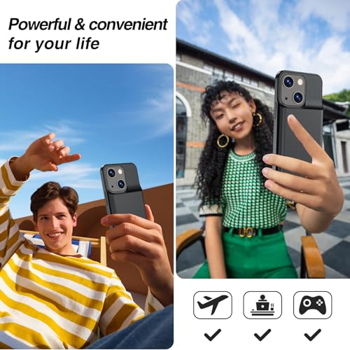 GIN FOXI Battery Case for iPhone 15 Pro/15, Rechargeable Case 15W Fast Charging Charger Real 7000mAh Ultra-Slim Anti-Fall Protection Extended Charger for iPhone 15 &15 Pro Black - size: 15/15 Pro