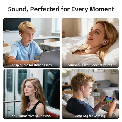 MORMOQUE EP05 Wired Earbuds 2 Pack,3.5 mm Jack Noise Isolating Earphones,in-Ear Headphones with Microphone,HD Bass Audio Ear Buds,for Small Ears canals Women,Teens Boys Girls and Adult (Black) - size: 2 Pack