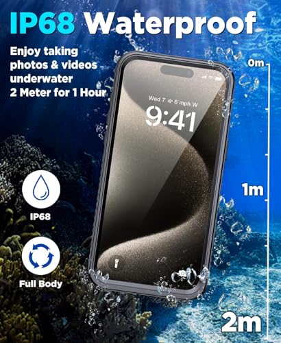 Beeasy for iPhone 15 Pro Waterproof Case with Magsafe, IP68 Underwater Military Grade, Phone Case with Shockproof, Dustproof, Rugged 360 Full Body Protection Cover with Built-in Screen Protector - size: iPhone 15 Pro (6.1")
